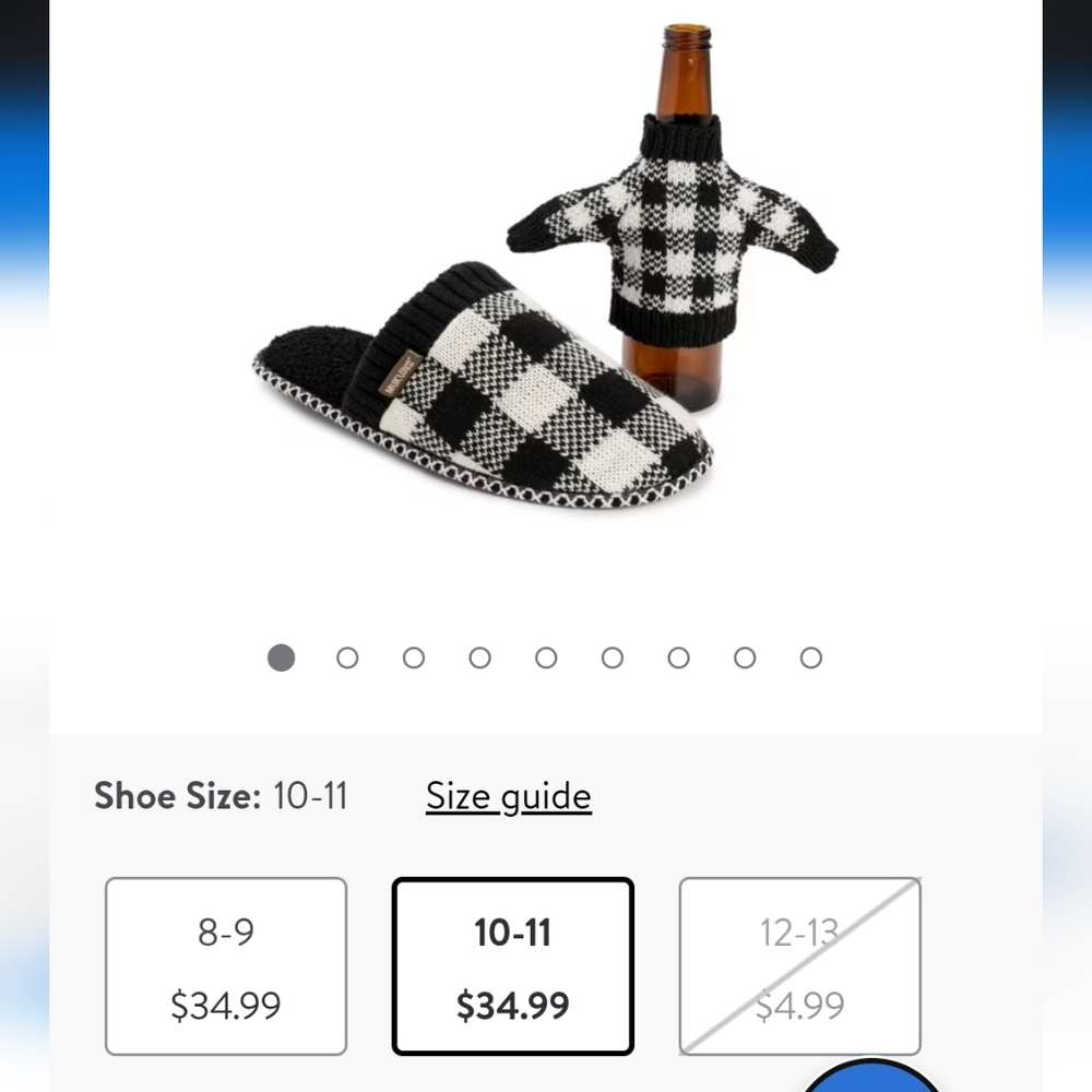 MUK LUKS Men's Rib Knit Scuff Slipper w/ Matching Bottle Sweater fits Size 10-11